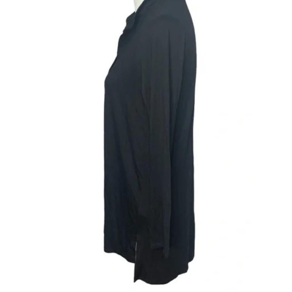 EILEEN FISHER Black Sz XXS Soft Stretchy Oversized Button Up Shirt LIKE NEW - Picture 3 of 4
